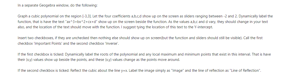 Solved If anyone can help with Geogebra it would be really | Chegg.com