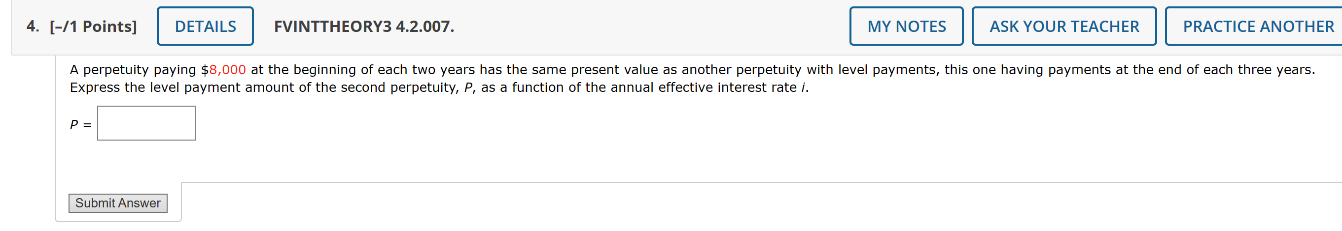 Solved [-/1 ﻿Points]FVINTTHEORY3 4.2.007. ﻿Express the level | Chegg.com