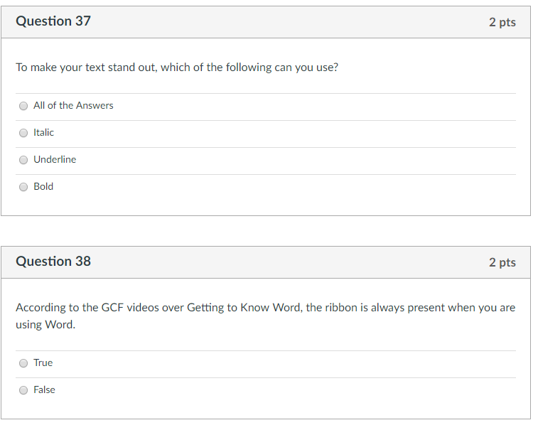 Question 37 2 pts To make your text stand out, which | Chegg.com