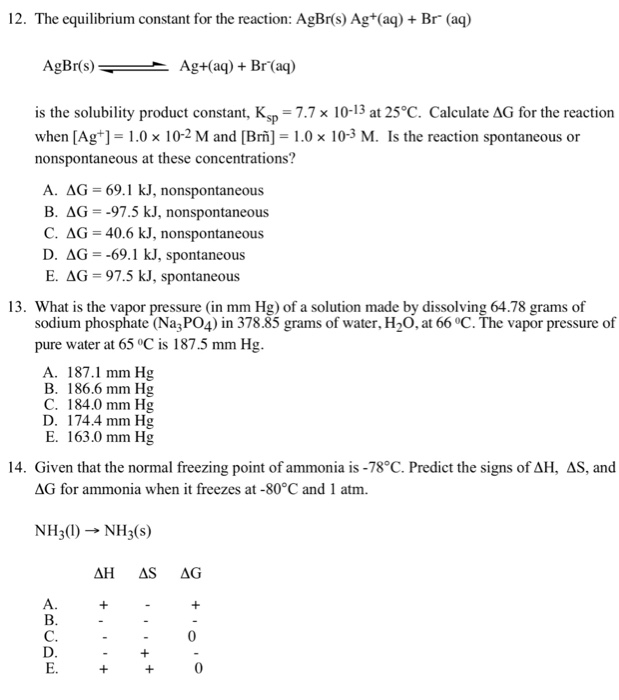 Solved 12. The equilibrium constant for the reaction: | Chegg.com