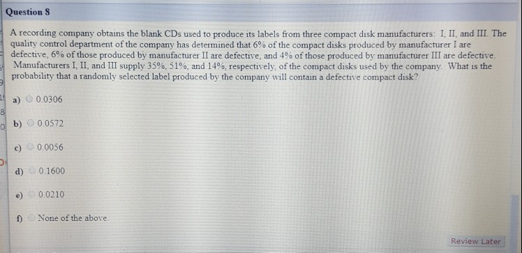 Solved Question S A recording company obtains the blank CDs | Chegg.com
