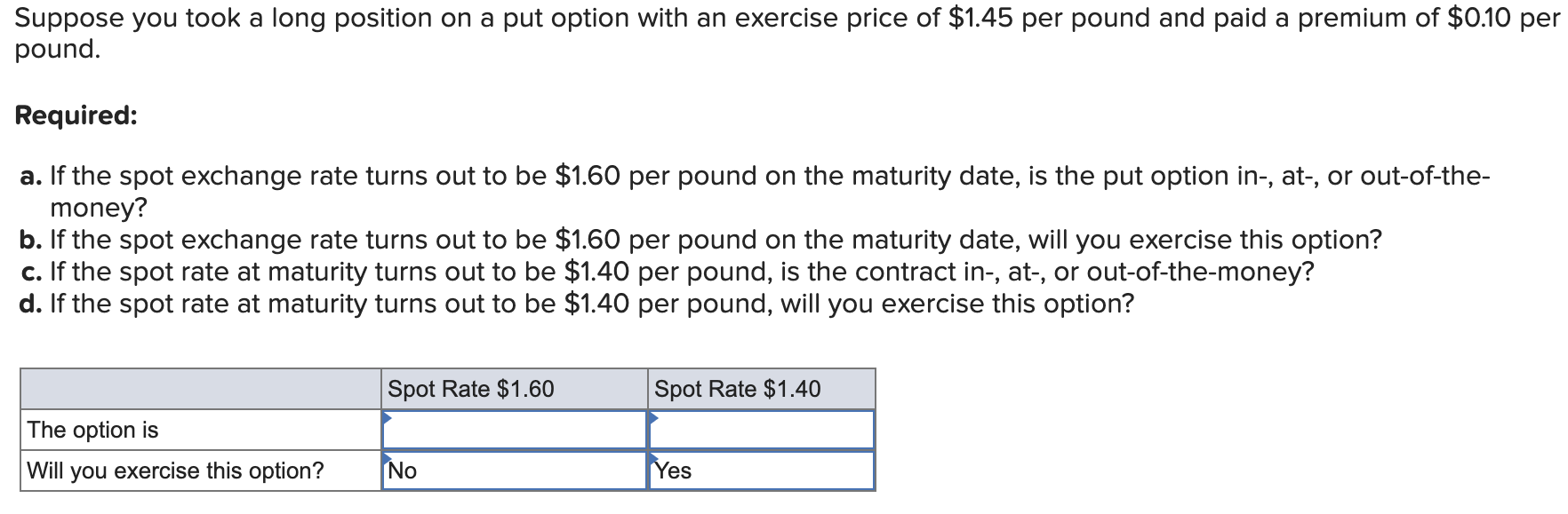 Solved Suppose You Took A Long Position On A Put Option With | Chegg.com