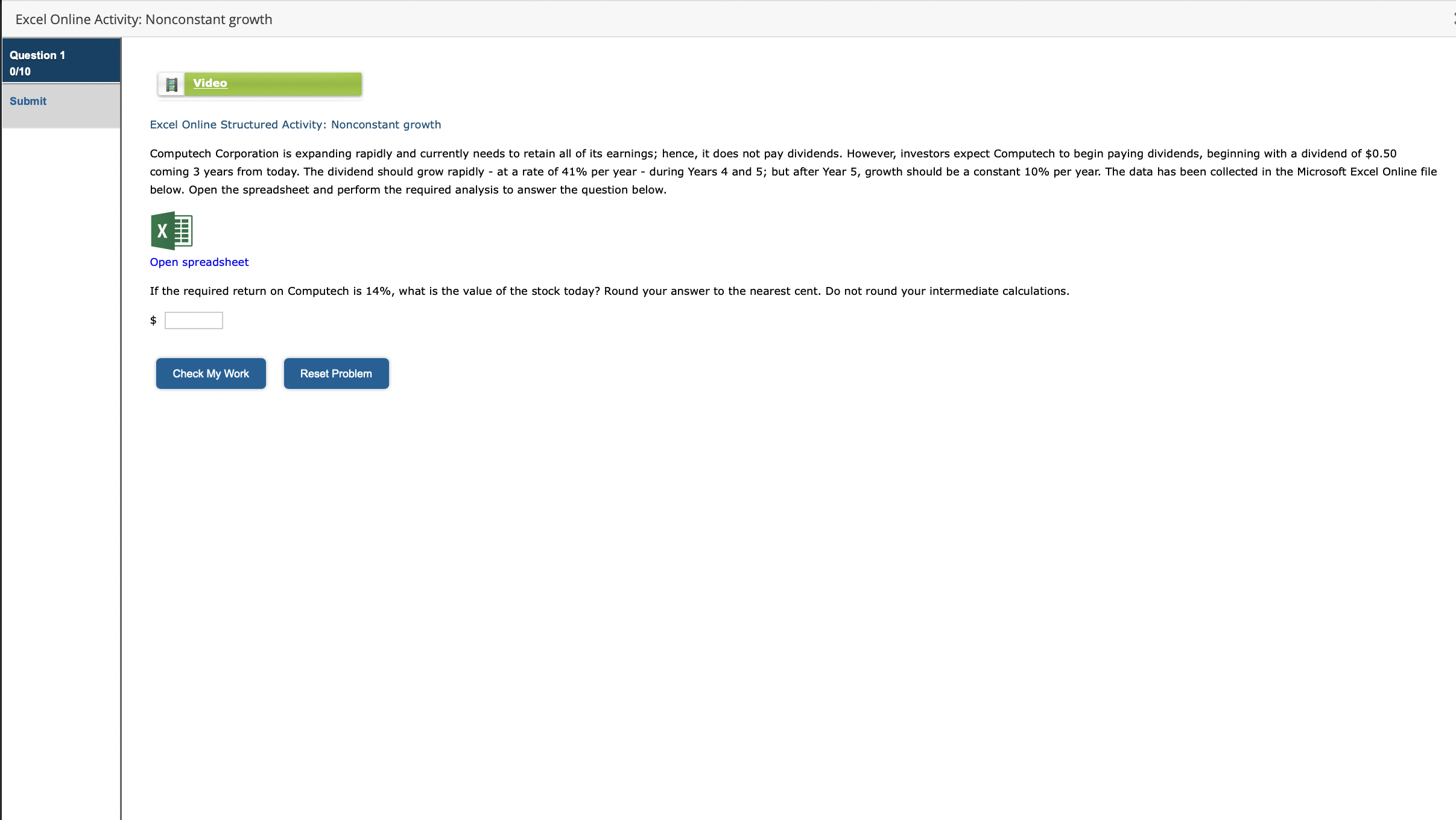 Solved Excel Online Structured Activity: Nonconstant | Chegg.com