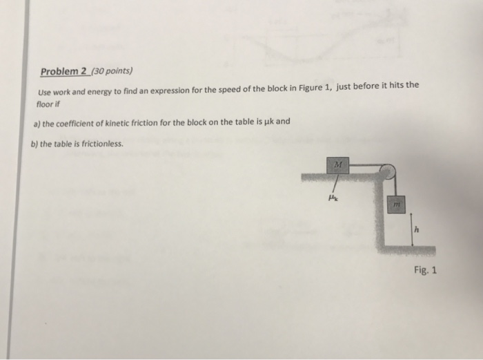 Solved Problem 2 (30 points) Use work and energy to find an | Chegg.com