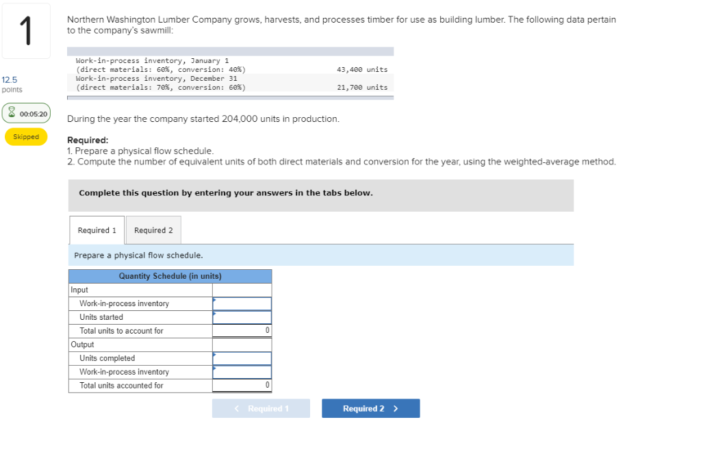 Solved Northern Washington Lumber Company grows, harvests,