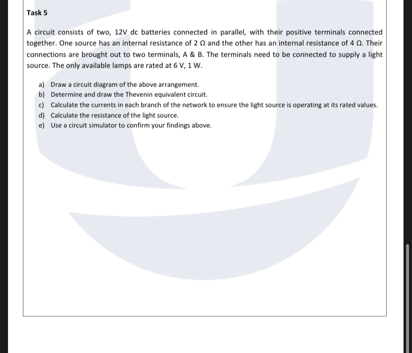 Solved A circuit consists of two, 12 V dc batteries