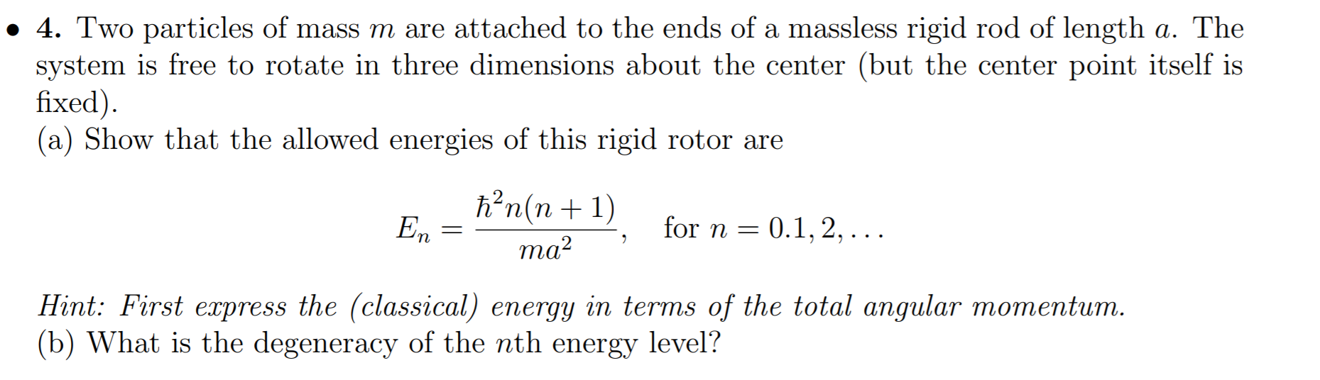 Solved • 4. Two particles of mass m are attached to the ends | Chegg.com