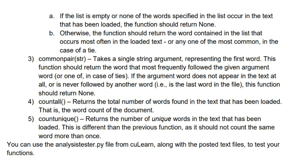 Solved Problem 2 (Text Analysis) Create a Python file called | Chegg.com