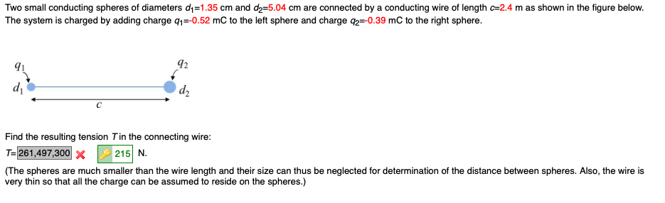 Solved Two small conducting spheres of diameters d1 1.35 cm | Chegg.com