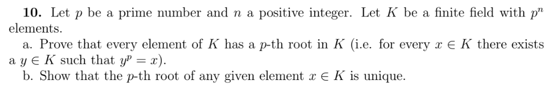 Solved 10. Let p be a prime number and n a positive integer. | Chegg.com