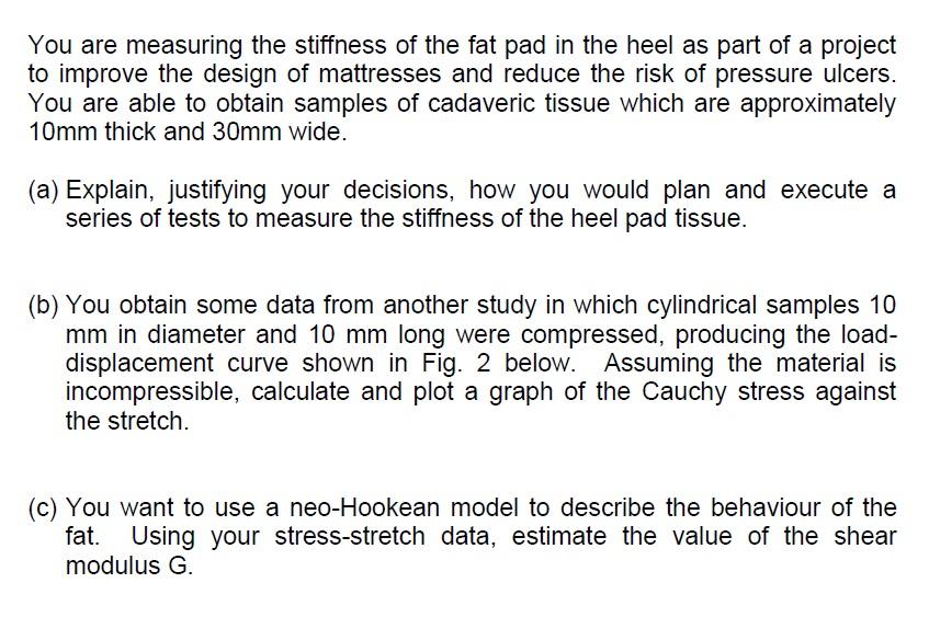 Solved You are measuring the stiffness of the fat pad in the | Chegg.com
