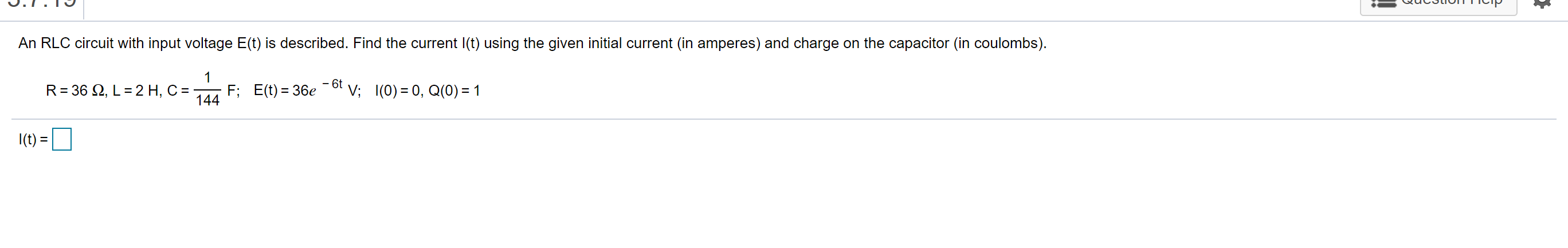 Solved An RLC circuit with input voltage E(t) is described. | Chegg.com