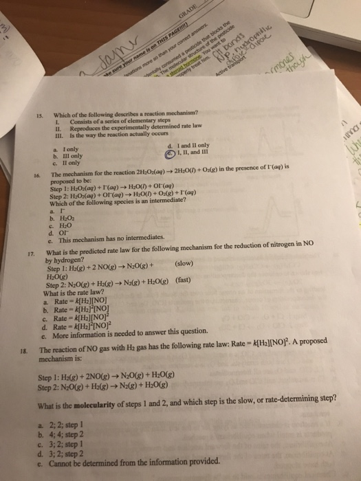 Solved: Is. Which Of The Following Describes A Reaction Me... | Chegg.com