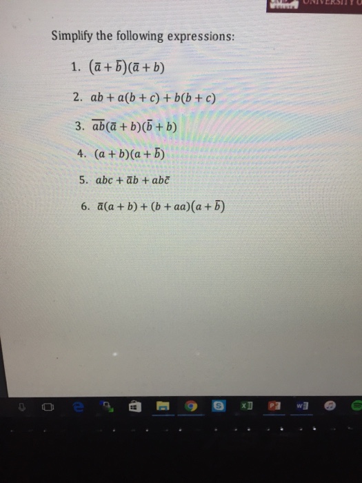 Solved Simplify The Following Expressions: 1. (a+b)(a+ B) 2. | Chegg.com