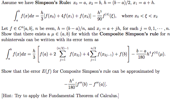 Solved Assume we have Simpson's Rule: Do = a, 12 = b, h = (b | Chegg.com