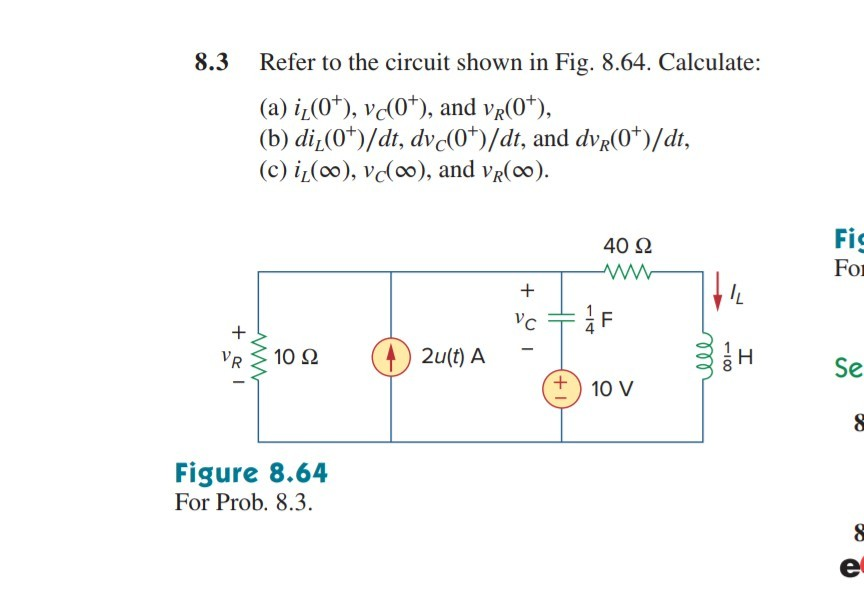 Solved 8.3 Refer to the circuit shown in Fig. 8.64. | Chegg.com