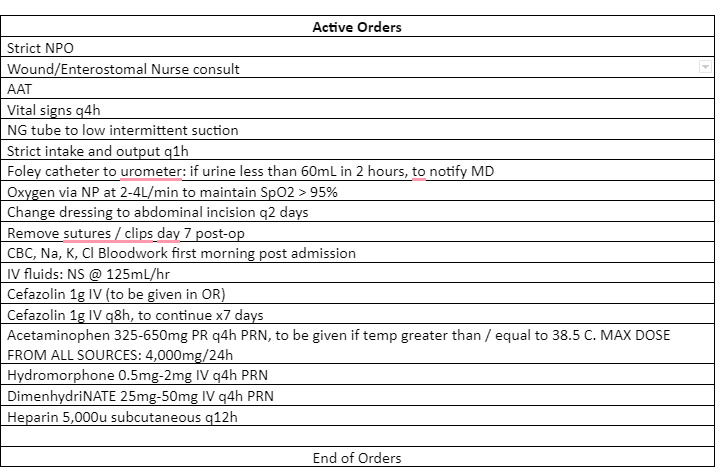 Solved Active Orders Strict NPO Wound/Enterostomal Nurse | Chegg.com