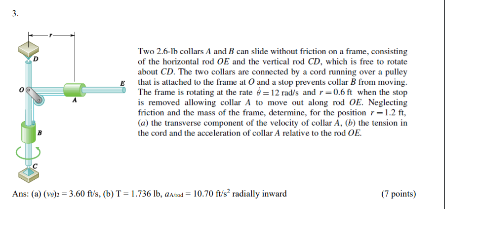Solved Two 2.6-lb Collars A And B Can Slide Without Friction | Chegg.com