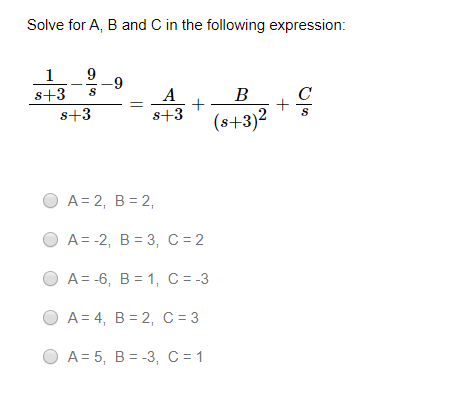 Solved Find The Partial Fractions Expansion For The Follo Chegg Com