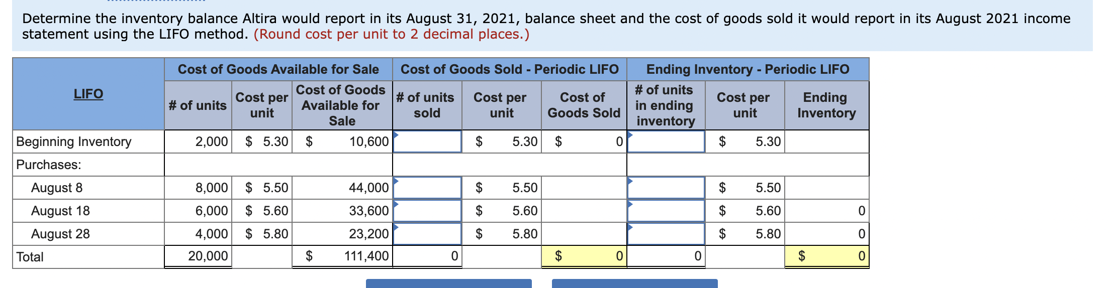 Solved Exercise 8-13 (Static) Inventory cost flow methods; | Chegg.com