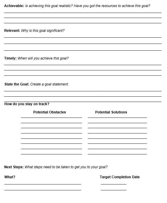 smarter goals worksheet