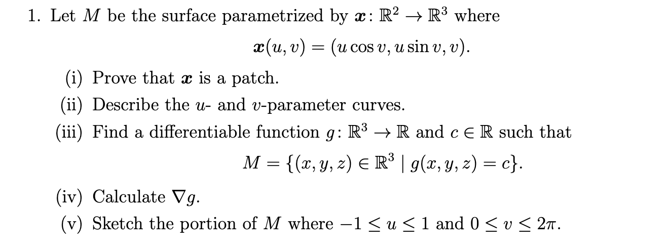 Solved Letmbe The Surface Parametrized Byx R2 R3wherex U Chegg Com