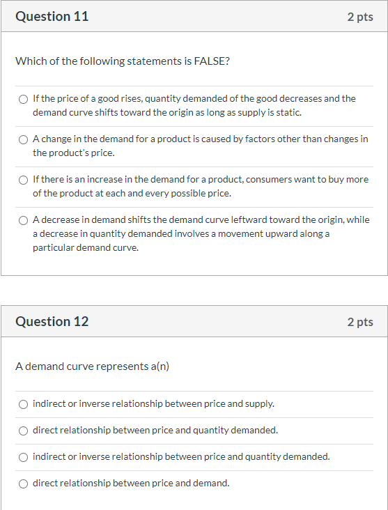 Solved Question 11 2 pts Which of the following statements | Chegg.com