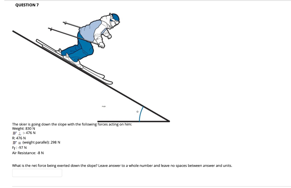 Solved QUESTION 7 The skier is going down the slope with the | Chegg.com