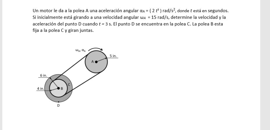 Solved A motor gives pulley A an angular acceleration αA = | Chegg.com