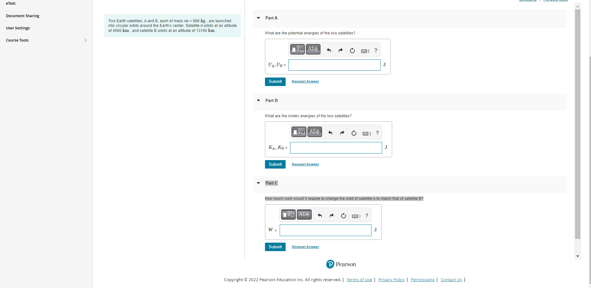 Solved Two Earth Satellites, A And B, Each Of Mass Mmm = 890 | Chegg.com