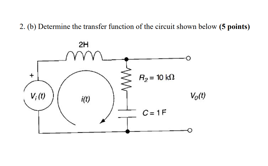 Solved 2. (b) Determine the transfer function of the circuit | Chegg.com