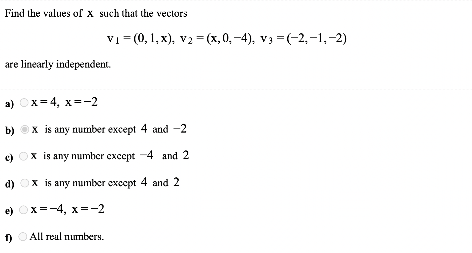 Solved Find The Values Of X Such That The Vectors | Chegg.com