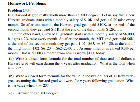 Solved Homework Problems Problem 14.4. Is a Harvard degree | Chegg.com