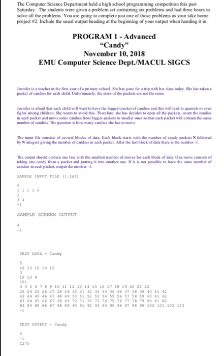 Solved The Computer Science Department held a high school | Chegg.com