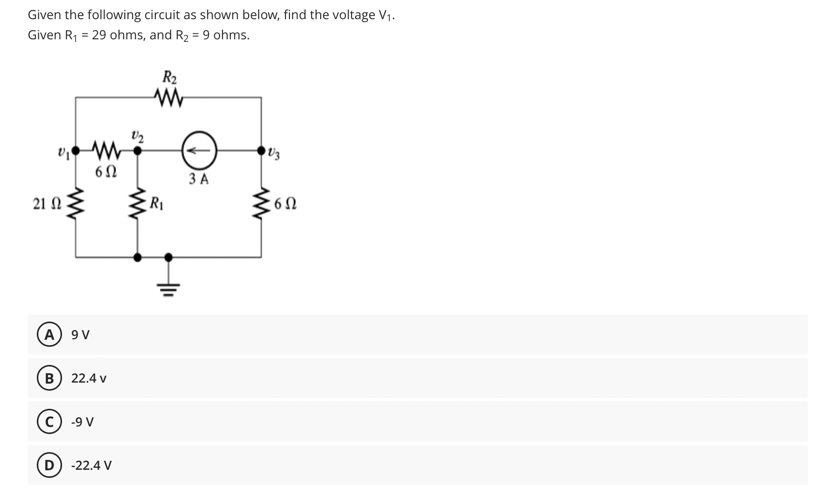 Solved Given the following circuit as shown below, find the | Chegg.com