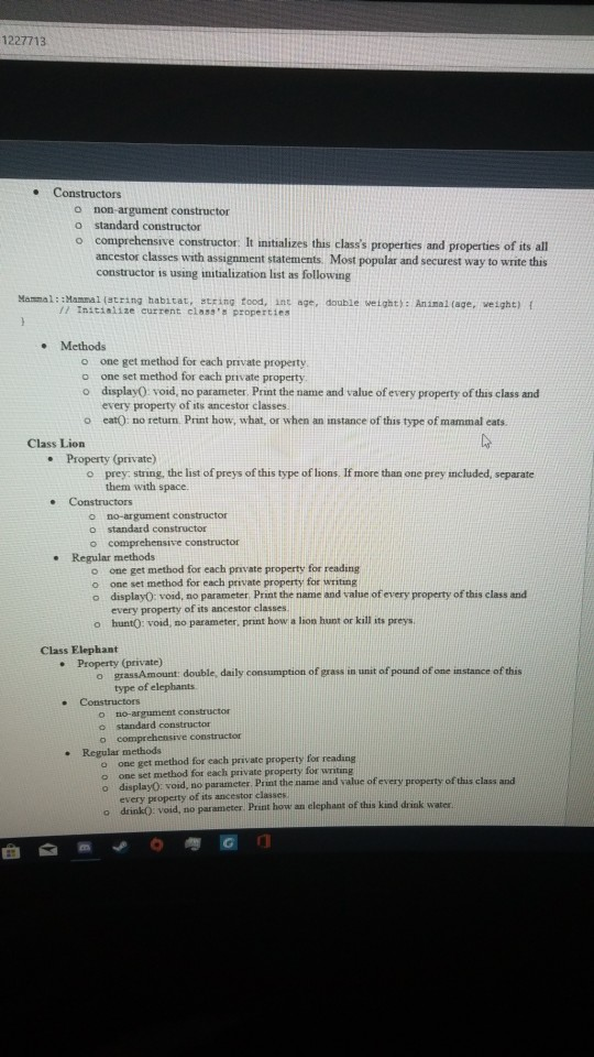 1227713 Animal Write a complete C++ program and | Chegg.com