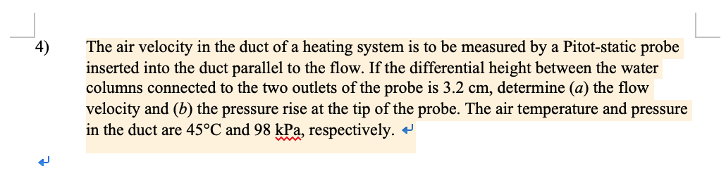 Solved The air velocity in the duct of a heating system is | Chegg.com