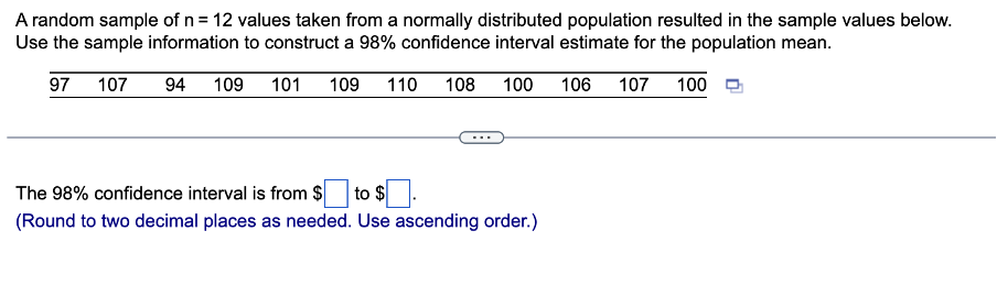 Solved Compute the 95% confidence interval estimate for the | Chegg.com