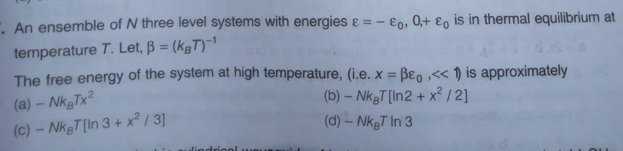 Solved . An ensemble of N three level systems with energies | Chegg.com