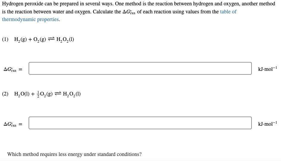 Solved Hydrogen Peroxide Can Be Prepared In Several Ways. | Chegg.com