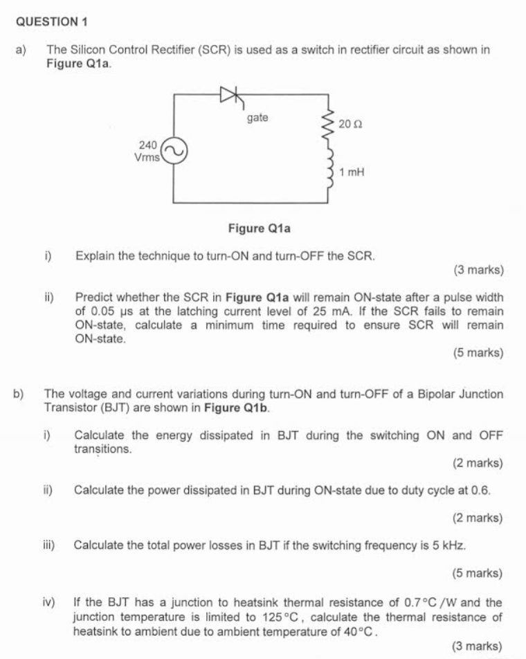 Solved QUESTION 1 a) The Silicon Control Rectifier (SCR) is | Chegg.com