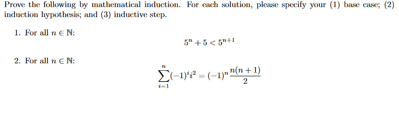 Solved Prove the following by mathematical induction. For | Chegg.com