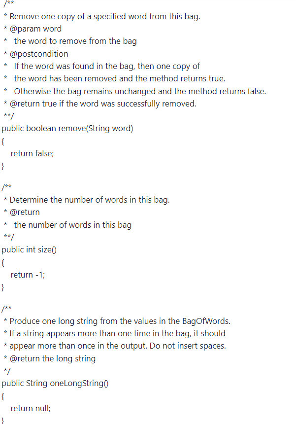 Solved r∗⋆ * Initialize an empty bag with an initial | Chegg.com