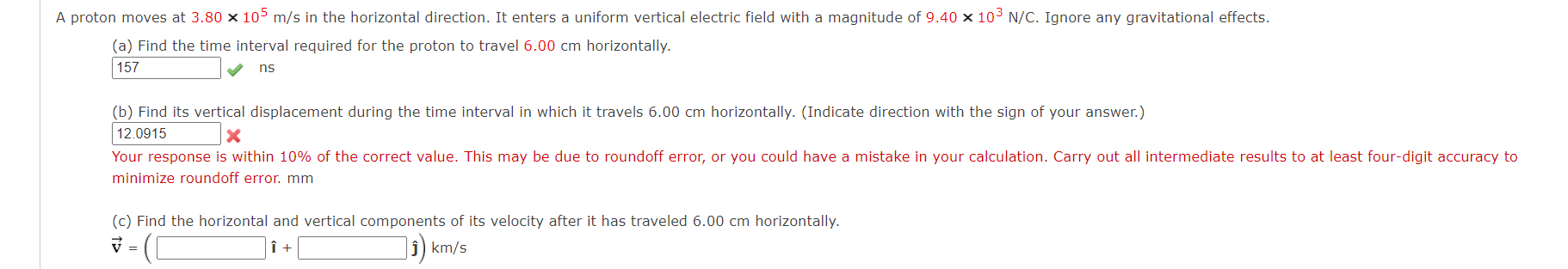 Solved A proton moves at 3.80 105 m/s in the | Chegg.com