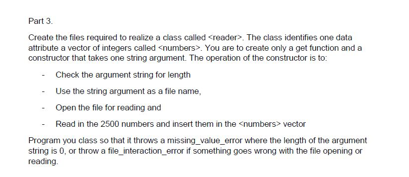 Solved Part 3 Create the files required to realize a class | Chegg.com