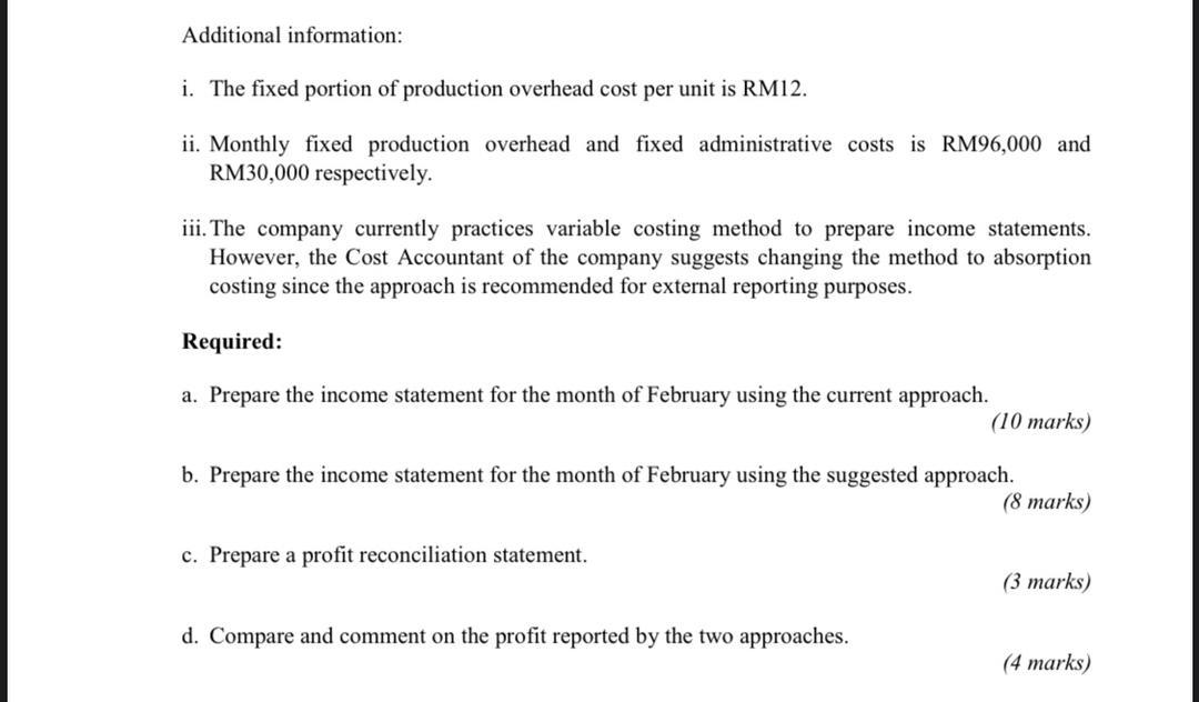 Solved Rizqi Sdn Bhd Just Started Manufacturing And Selling Chegg Com