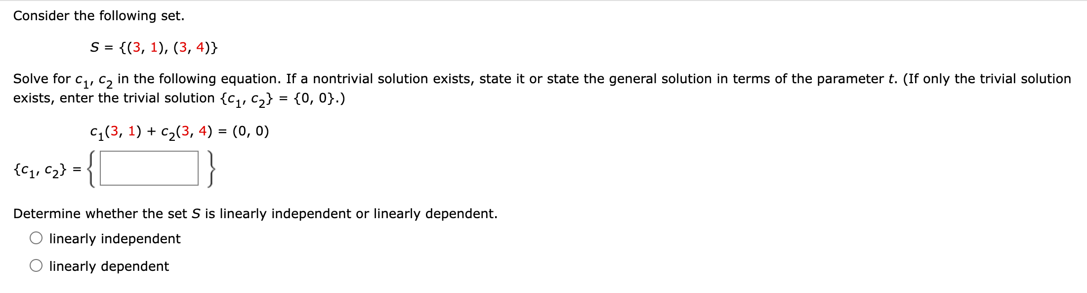 Solved Consider The Following Set. S = {(3, 1), (3,4)} Solve | Chegg.com