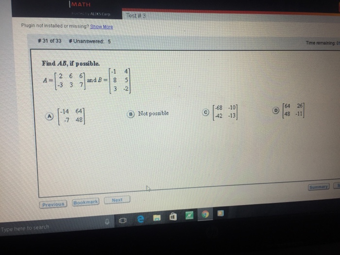 Solved Find AB, If Possible. A = [2 -3 6 3 6 7] And B = | Chegg.com