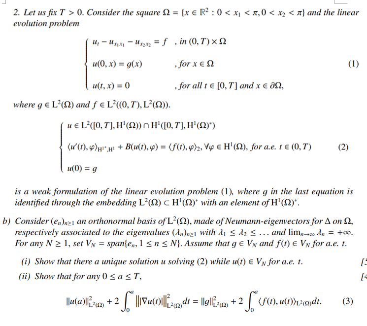 Solved 2. Let us fix T > 0. Consider the square N = {x € R² | Chegg.com