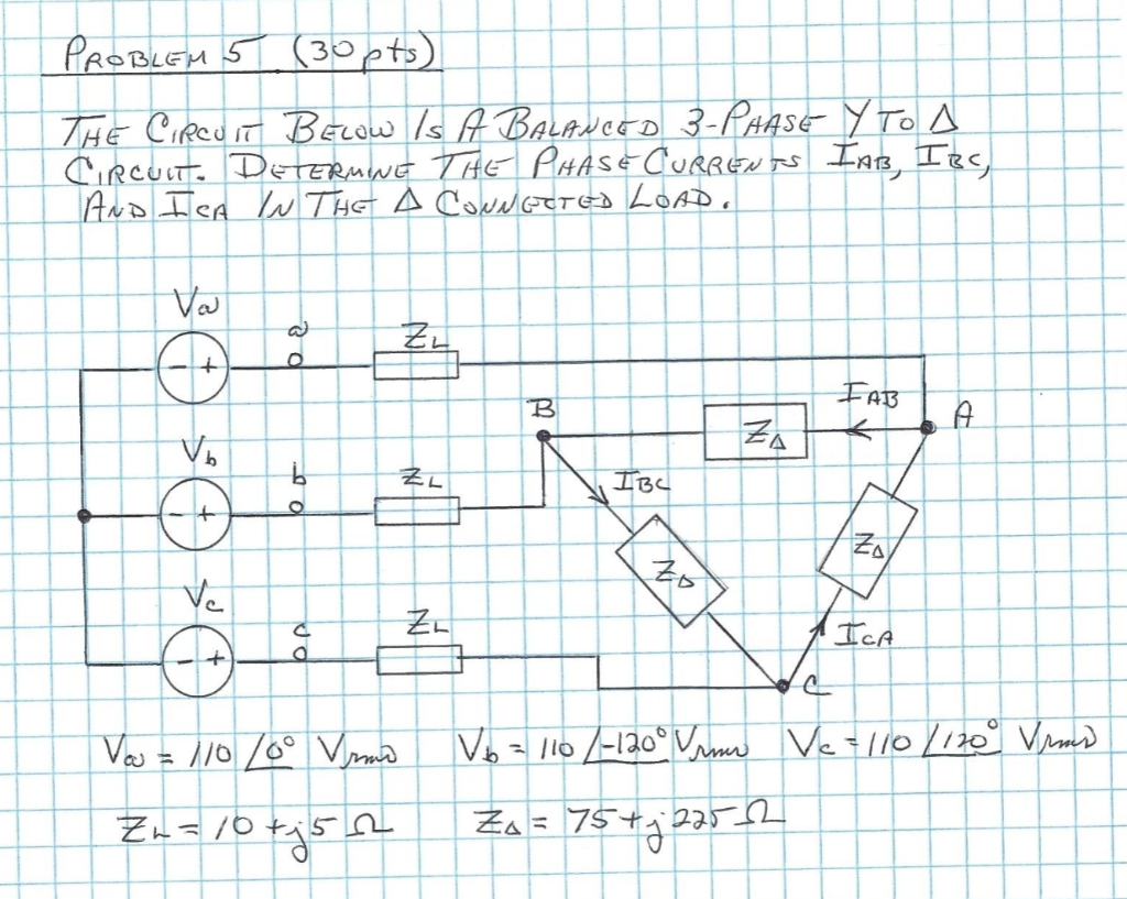Solved PROBLEM 5 (30pts) THE CIRCUIT BELow Is A BALANCED | Chegg.com